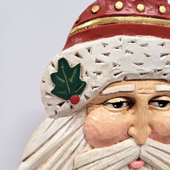 Midwest Of Cannon Falls Handcrafted Wood Folk Art Santa Hanging Card Box - Picture 5 of 8